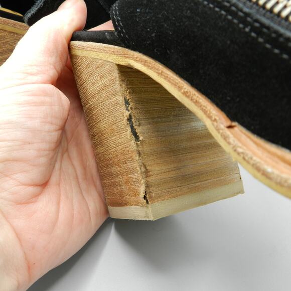 Dolce Vita Black Suede Slingback‎ Booties Size 7.5 Block Heel Ankle Zip - Picture 5 of 11